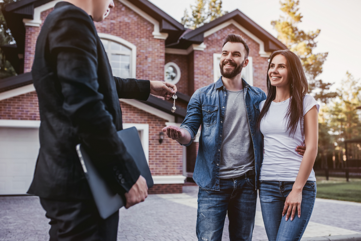 Couple with salesperson